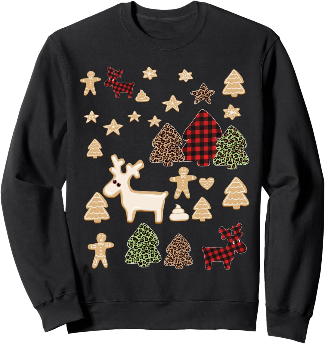Weihnachtsbaum, Leoparden-Motiv, Lebkuchen, Hirsch, Weihnachten, Rot Sweatshirt
