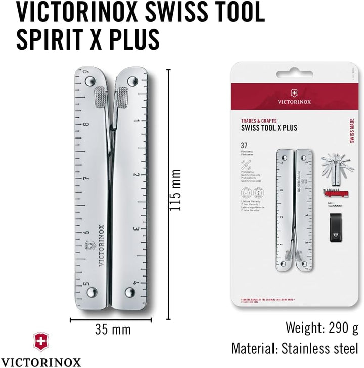 Victorinox Multifunktionstool, Swiss Tool X Plus, Taschen Werkzeug, 38 Funktionen, Kombi-Spitzzange,