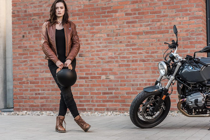 SHIMA THOMSON Lady, Motorradsteifel Damen - Verstärkte Leder Motorradschuhe mit Seitlichem Reissvers