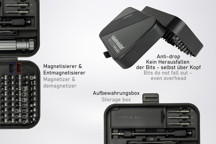 kabelmeister® Präzisions-Schraubendreher-Set, 150-Teile, u.a. 117x C4 Bits, 3x C3 Bits