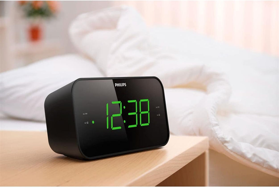 Philips Audio TAR3306 Wecker mit Radio und grossem Display, Doppelalarm, Sleep Timer & Schlummerfunk