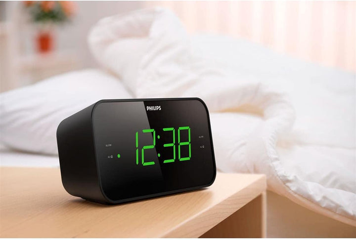 Philips Audio TAR3306 Wecker mit Radio und grossem Display, Doppelalarm, Sleep Timer & Schlummerfunk