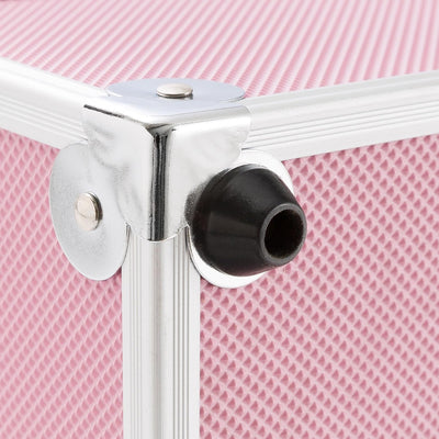 Arebos Kosmetikkoffer | 15L | 5 Fächer | Pink | Aluminium | inkl. Schloss & Schlüssel | 2 ausklappba