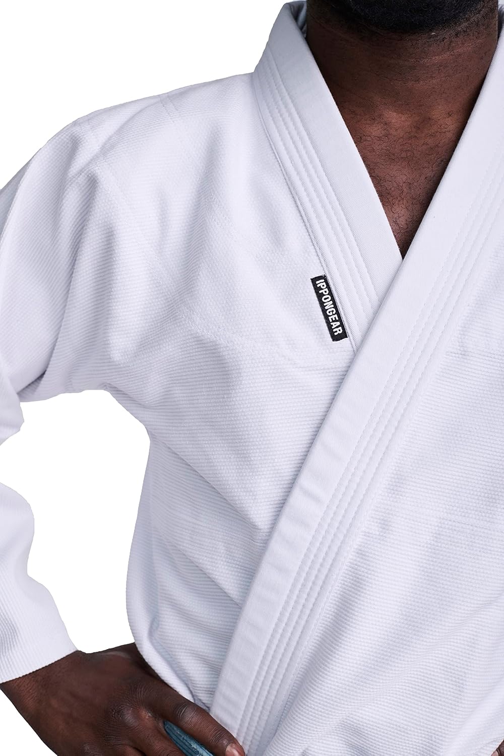 IPPONGEAR BJJ Brazilian Jiu Jitsu Einsteiger Anzug inkl weissem Gürtel [Pearl-Weave Material I 350gr