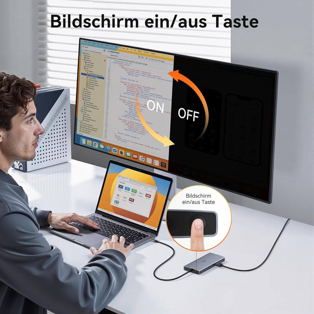 Dockingstation Laptop 2 Monitore, 15 in 1 Docking Station Triple Display, USB C Hub Adapter mit Zwei