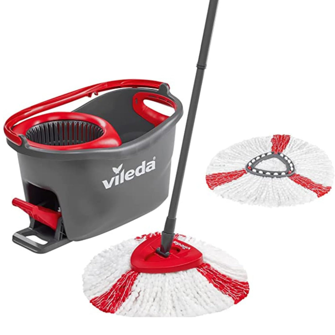 Vileda Turbo EasyWring und Clean Komplett Set + Turbo bezug, rot/grau