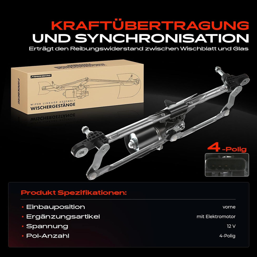 Frankberg Wischergestänge mit Wischermotor Vorne für Panda 169 1.1L 1.2L 1.3L 1.4L 2003-2012 4680452