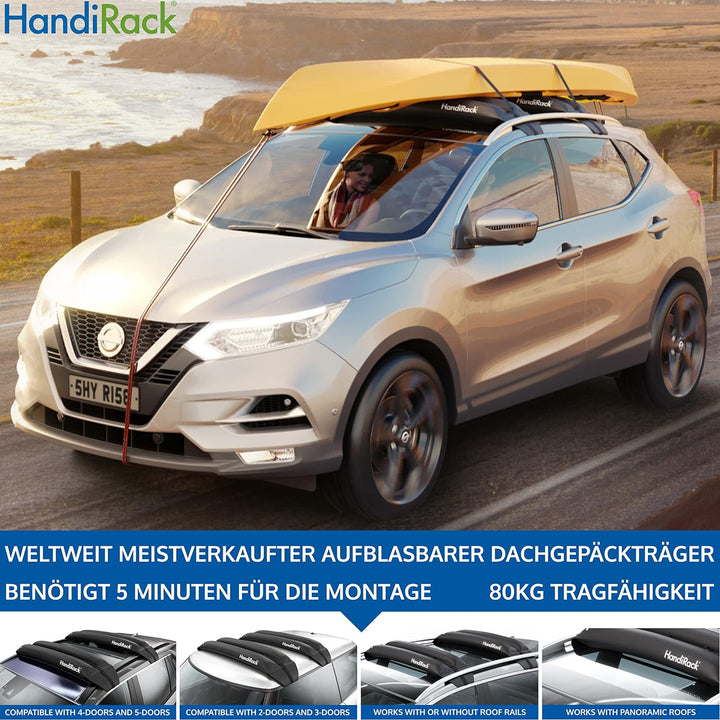 HandiWorld HandiRack Universal Dachgepäckträger für Autos; Schnellmontage Dachträger; Schwarz, H10,