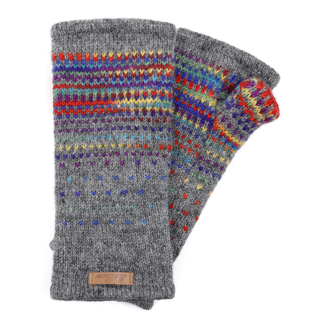 Damen Pulswärmer Armstulpen Modell Ida Regenbogen Mittelgrau, Regenbogen Mittelgrau