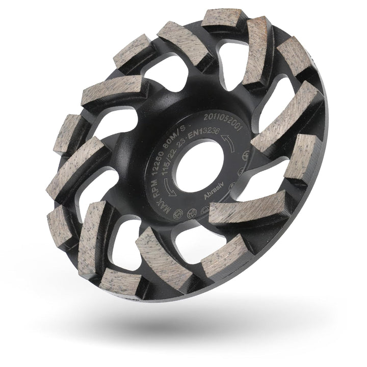 PRODIAMANT Diamant-Schleiftopf 115 mm x 22,2 mm Turbo ST91 Diamantschleifscheibe Asphalt Estrich Pro