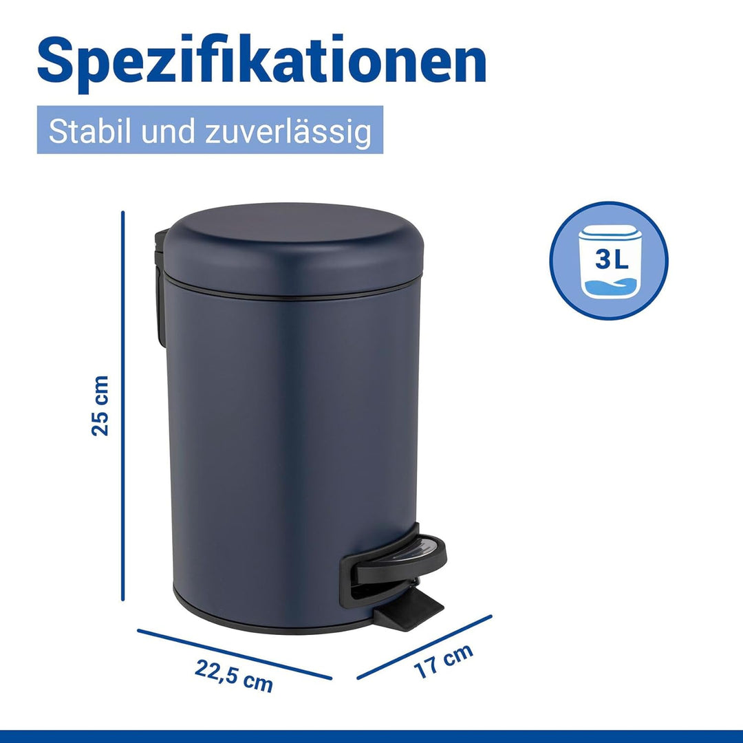 WENKO Treteimer Leman, 3 Liter, mit herausnehmbarem Einsatz, aus lackiertem Stahl, 17 x 25 x 22,5 cm