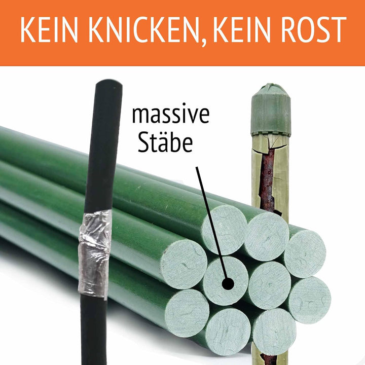10 x sehr stabile Pflanzenstütze 1 m x 10 mm, Staudenhalter, Pflanzenhalter, Blumenhalter, Pflanzen