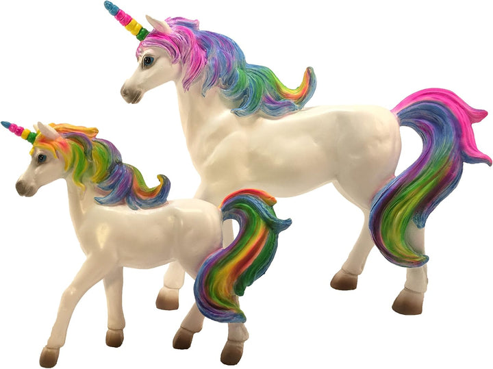 GlitZGlam Regenbogeneinhorn-Set: Mutter (Alana) und Tochter (Penelope) Einhorn Miniatureinhornfigure