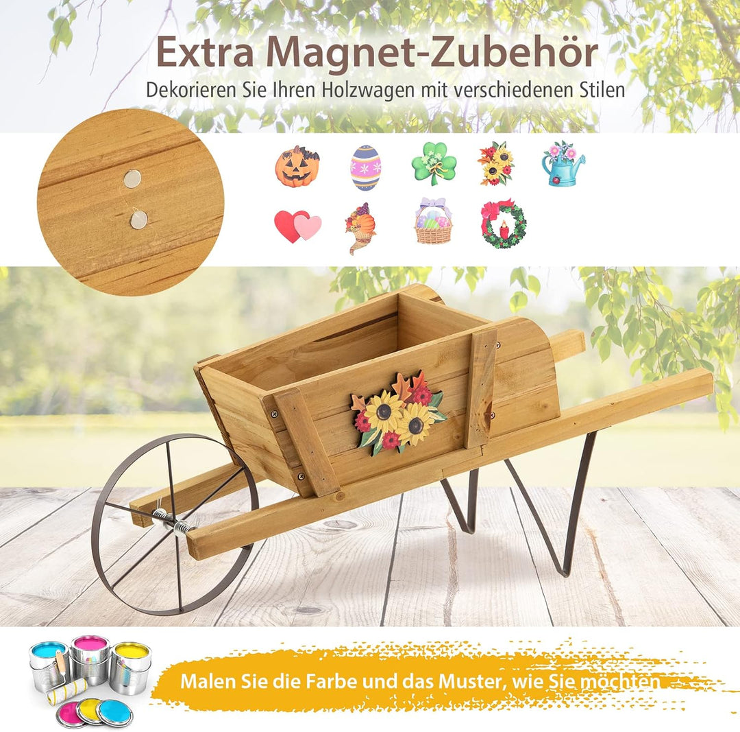 COSTWAY Blumenwagen, Pflanzwagen mit 9 magnetischen Zubehörteilen & 1 Eisenrad & 2 Griffen, Blumenka