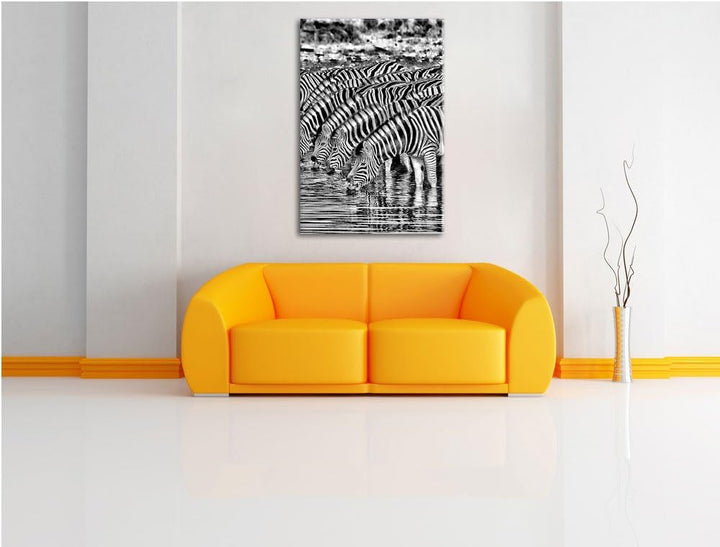 Safari mit Zebras in Afrika / 100x70cm Leinwandbild bespannt auf Holzrahmen/Wandbild Kunstdruck Deko