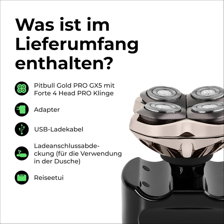 Skull Shaver Pitbull Gold Pro GX5 - Kopf- und Gesichtsrasierer - Kabellos, Nass- & Trockenrasur, Was