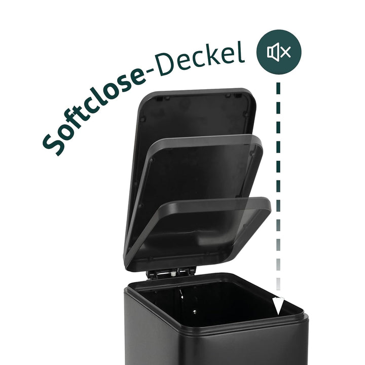 SVITA STM15 Mülleimer Treteimer Tretmülleimer Abfalleimer 15l inkl. Inneneimer Softclose-Deckel Fuss