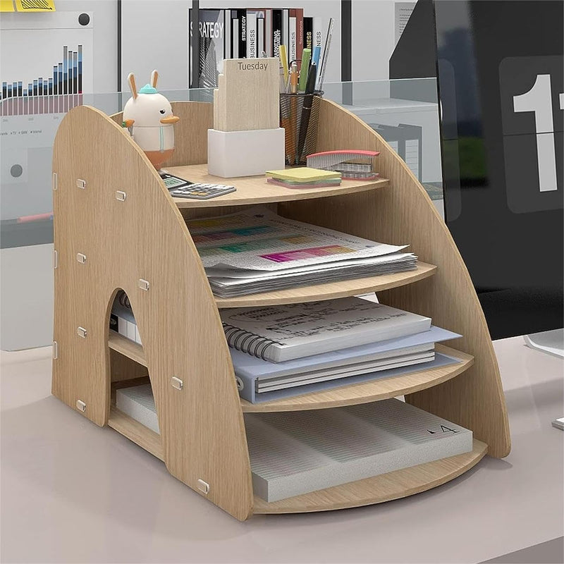 PUNCIA Dokumentenablage A4 Briefablage Ablagefächer Holz Schreibtisch Datei Organizer Papierablage A