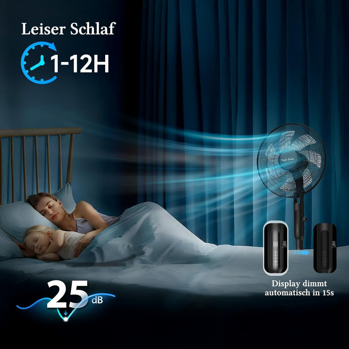 Taylor Swoden Standventilator Leise, 25dB DC Ventilator Leise mit Fernbedienung, 3258.6m³/h, 28 Gesc