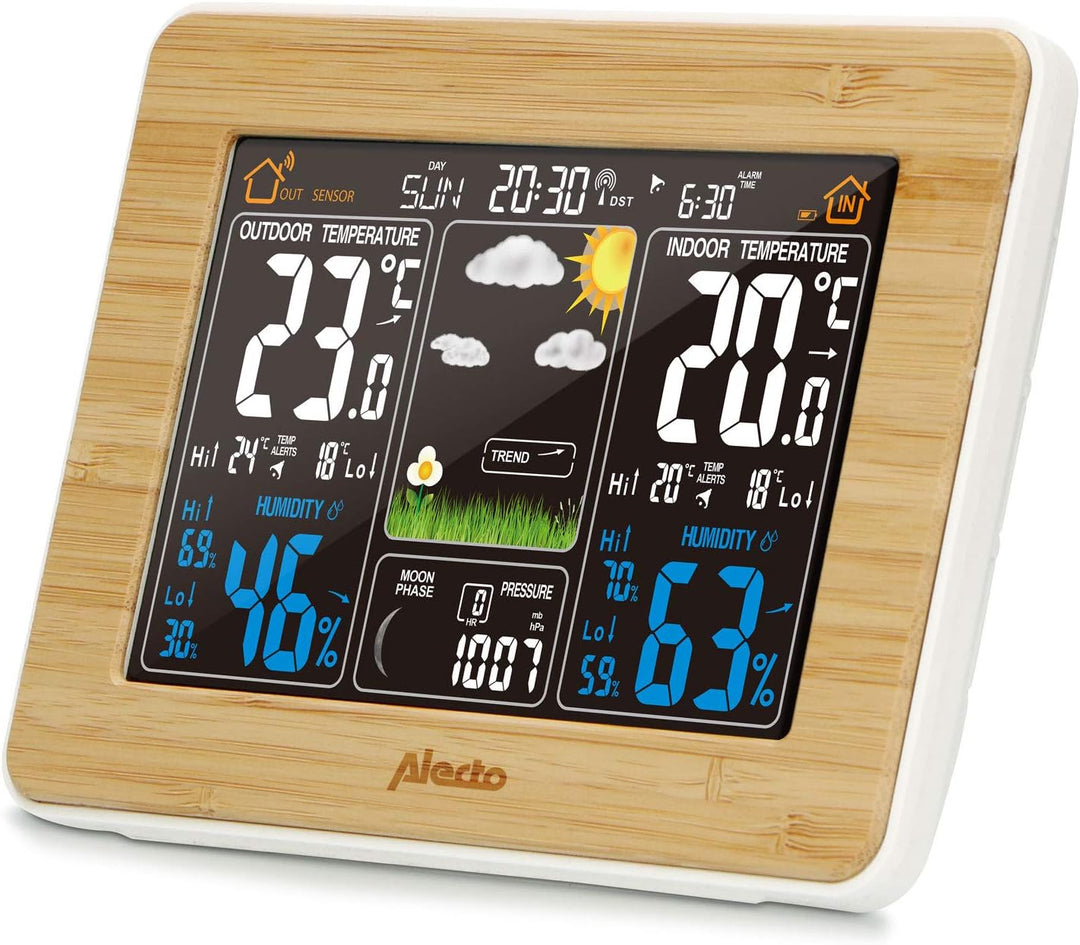 Alecto WS-1560 Funk Wetterstation mit Farbdisplay und Aussensensor - Innen und Aussentemperatur - Lu