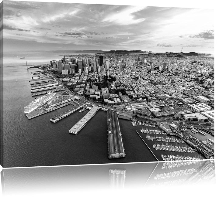 Pixxprint San Francisco B&W als Leinwandbild/Grösse: 100x70 / Wandbild/Kunstdruck/fertig bespannt, 1