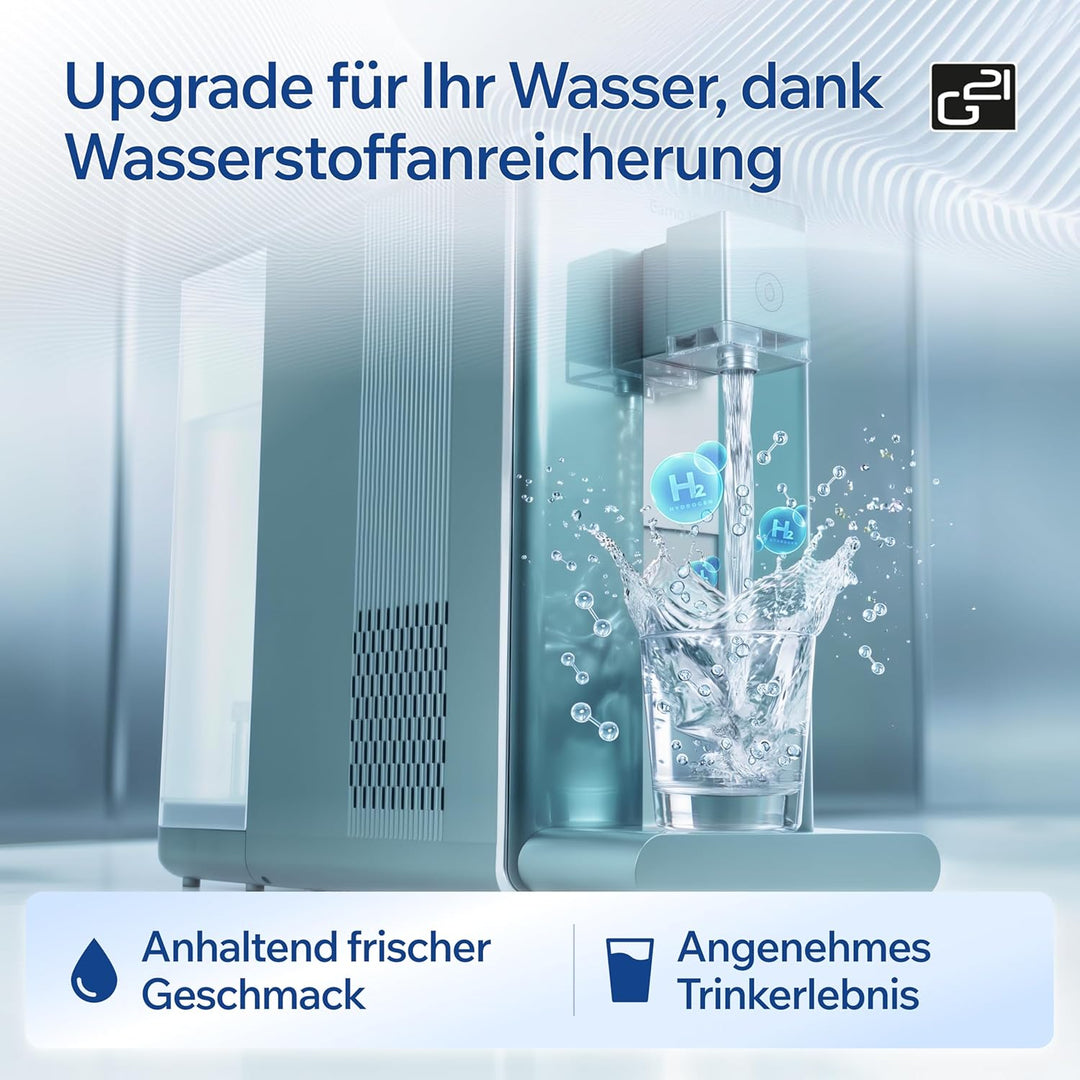 G21 Osmo Pro Osmoseanlage Trinkwasser 6L mit Wasserstoff Funktion, 1:1 Rein- zu Abwasserverhältnis,