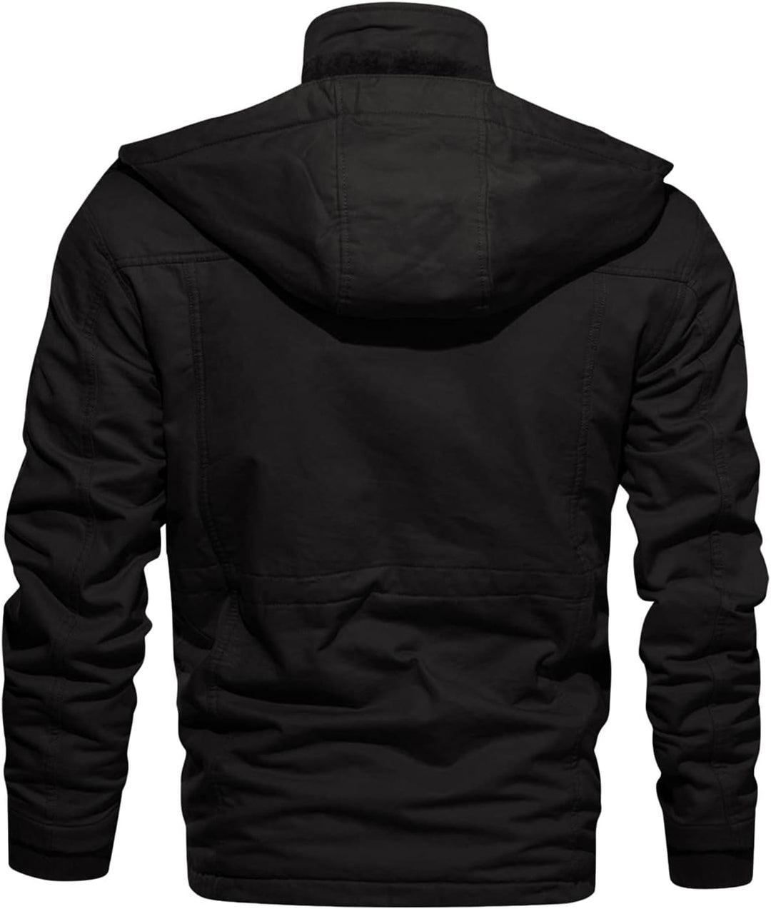 YEBIRAL Herren Fleece Gefüttert Warme Winterjacke Militär Jacke mit Abnehmbarer Kapuze Übergangsjack