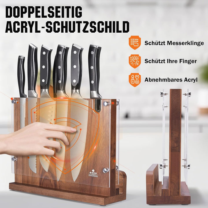 ENOKING Spitzenklasse Plus Messerblock Magnetisch Ohne Messer, Doppelseitiger Magnetischer Messerblo