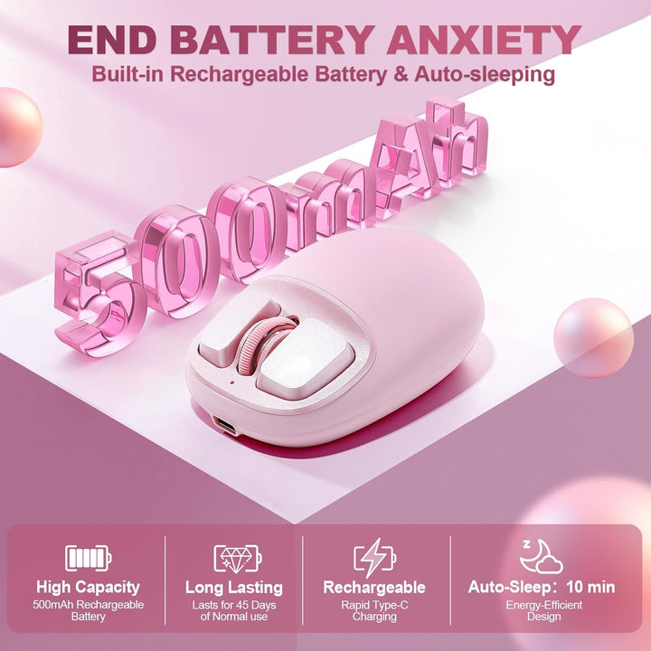 YUNZII C1 Silikon-Funkmaus,Tri-Mode 2,4 GHz/USB-C/Bluetooth Maus, 4800 DPI Optisches Abtastung, 6 Ve