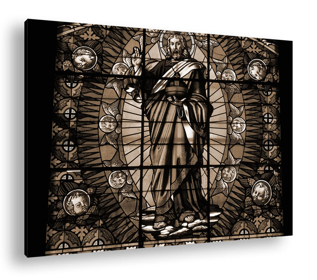 deyoli gläserner Sohn Gottes Format: 80x60 als Leinwand, Effekt: Sepia, Motiv fertig gerahmt auf Ech