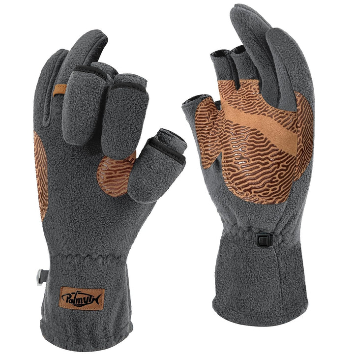 Palmyth Magnetische Fleece-Angelhandschuhe, wandelbar, 3 Finger, Eisangeln, warm für kaltes Wetter u