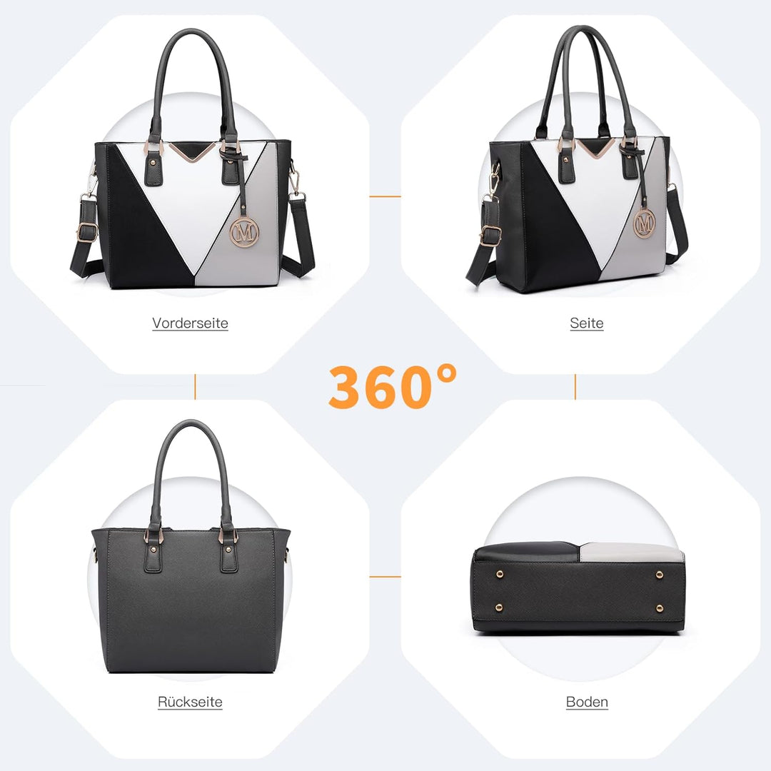 Miss Lulu Pu Ledertasche Damen Schultertasche Handtasche (Graue Ausgabe), Graue Ausgabe
