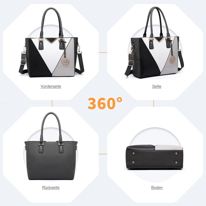 Miss Lulu Pu Ledertasche Damen Schultertasche Handtasche (Graue Ausgabe), Graue Ausgabe