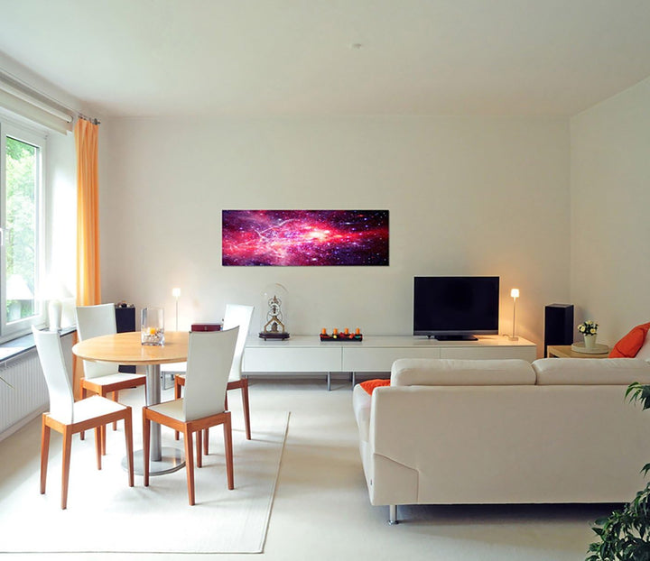 Paul Sinus Art Panoramabild auf Leinwand und Keilrahmen 150x50cm Weltraum Sterne Planeten Galaxie