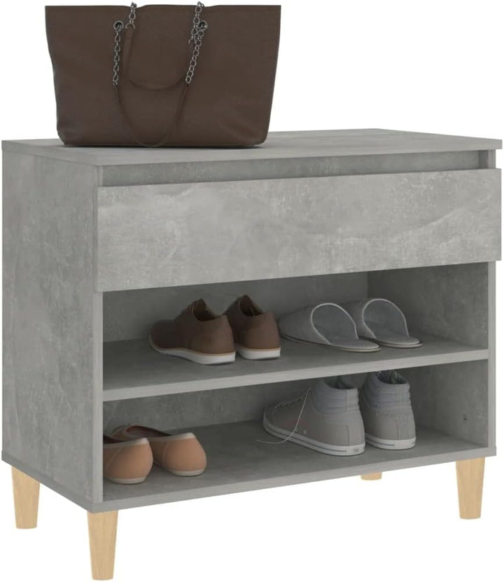 FIRBNUS Schuhregal Betongrau 70x36x60 cm Holzwerkstoff Schuhaufbewahrung Schuhorganizer Stauraum Sch
