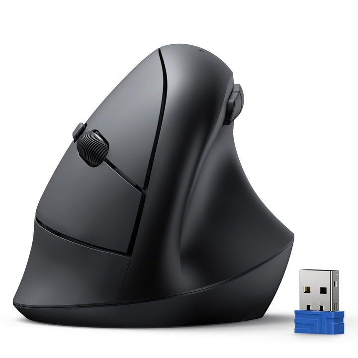TECKNET Ergonomische Maus, 2.4G Vertikale Optische Funkmaus mit USB Empfänger, 4800 DPI Sensor, Leis