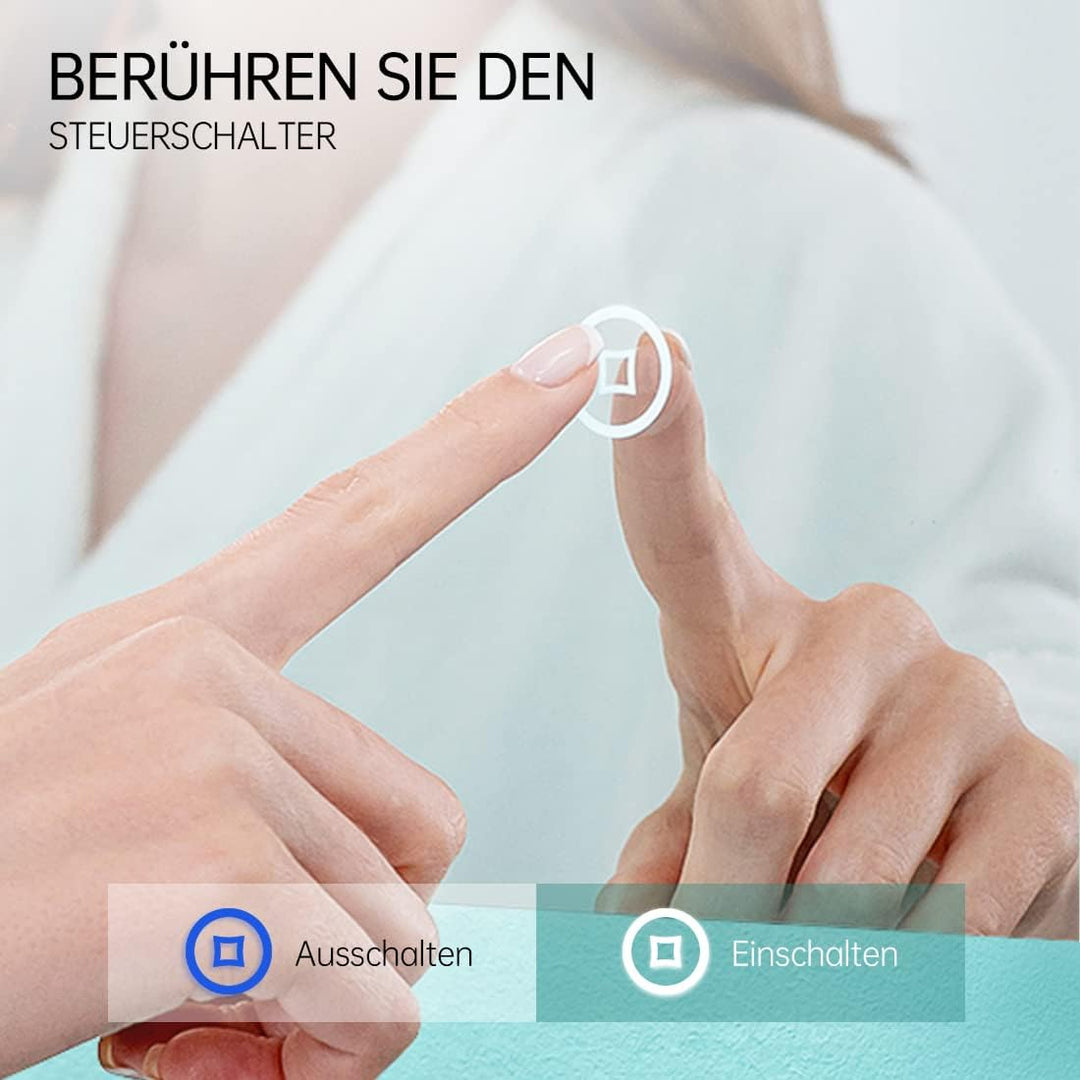 EMKE LED Badspiegel Rund Spiegel mit Beleuchtung ф70cm Badspiegel Schwarzer Rand Badezimmerspiegel m