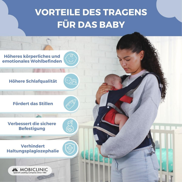 Mobiclinic® kids, Babytrage, 6 in 1, Moley, Mehrpositionale, Faltbar, Reissverschlusstasche, Flasche