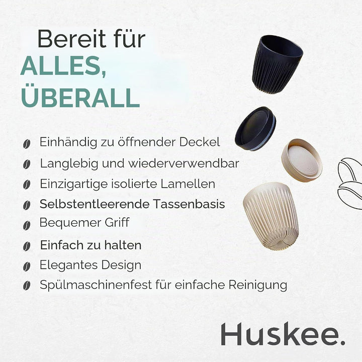 Huskee Tasse + Deckel, Anthrazit (237 ml) Anthrazit 1 Count (Pack of 1), Anthrazit 1 Count (Pack of
