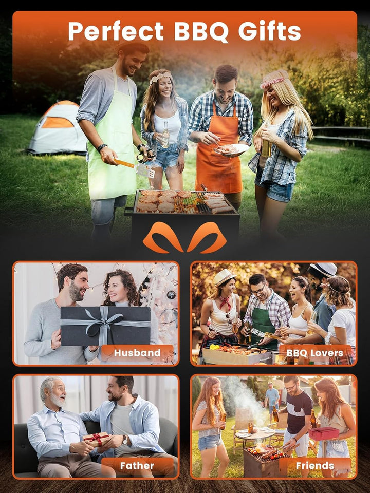 Landrip 2 Stück Grillspachtel für Barbecue, 8 in 1 Grillbesteck mit Holzgriff, EdelstahI, Multifunkt