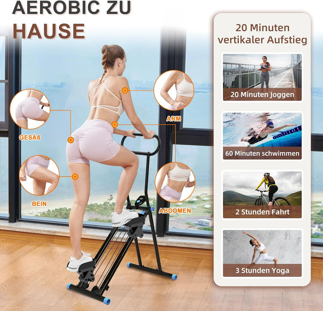 HXD-ERGO Vertikale Klettermaschine, Kreuztrainer mit LCD-Display, Steppers Faltbare Tragbares Pedal,
