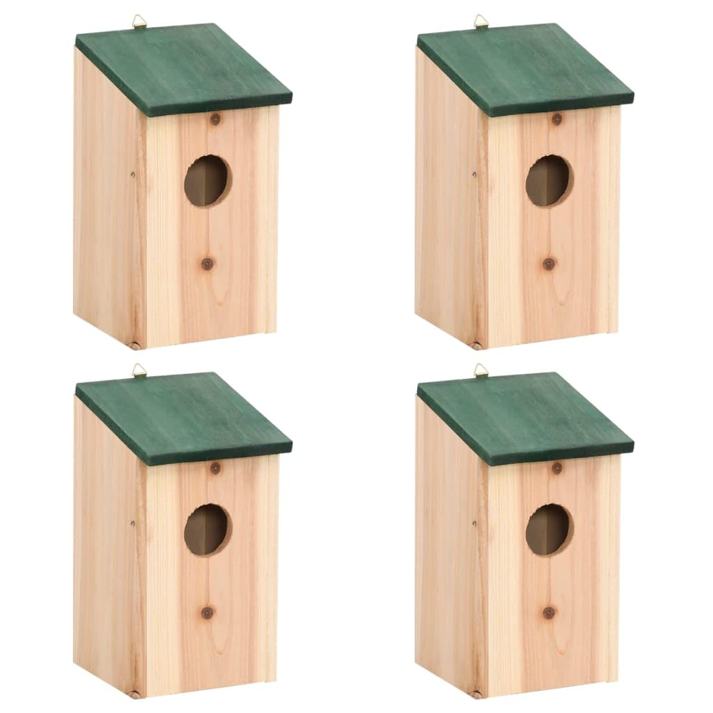 vidaXL 4 x Kiefernholz, Nistkasten, Vogelhaus, Garten, Hof, Aussenbereich, 4