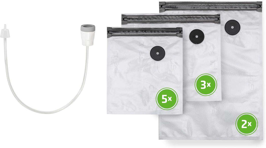 CASO Vacu ZIP-Adapter Set - Vakuumzubehör bestehend aus einem ZIP-Adapter, einem Vakuumschlauch, 10