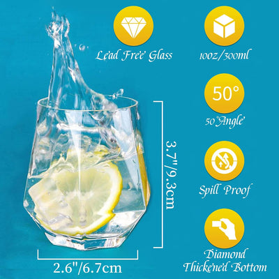 Diamond Whisky Glasses 6er-Set Gekipptes Scotchglas 300 Ml Whiskyglas Moderner Look Für Männer Fraue