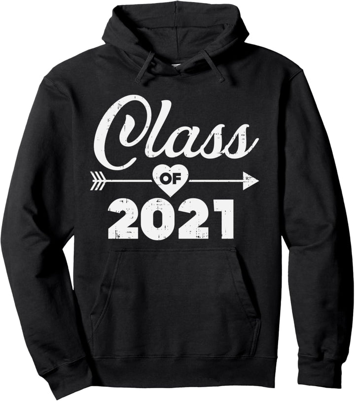 Class Of 2021 Arrow Heart Graduation Senior Girls Women Gift Pullover Hoodie