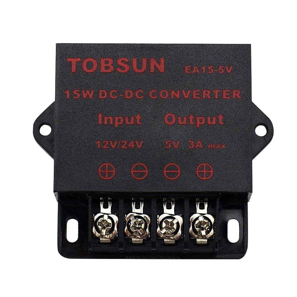 HOMELYLIFE DC 12V 24V auf 5V Spannungswandler 3A 15W Step Down Wandler Transformator Netzteil Regler