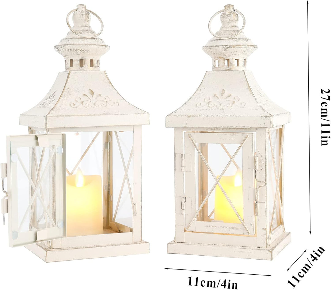 TRIROCKS Set de 2 Farolillos Decorativos Portavelas de Metal de 27 cm de Altura Farolillos Colgantes