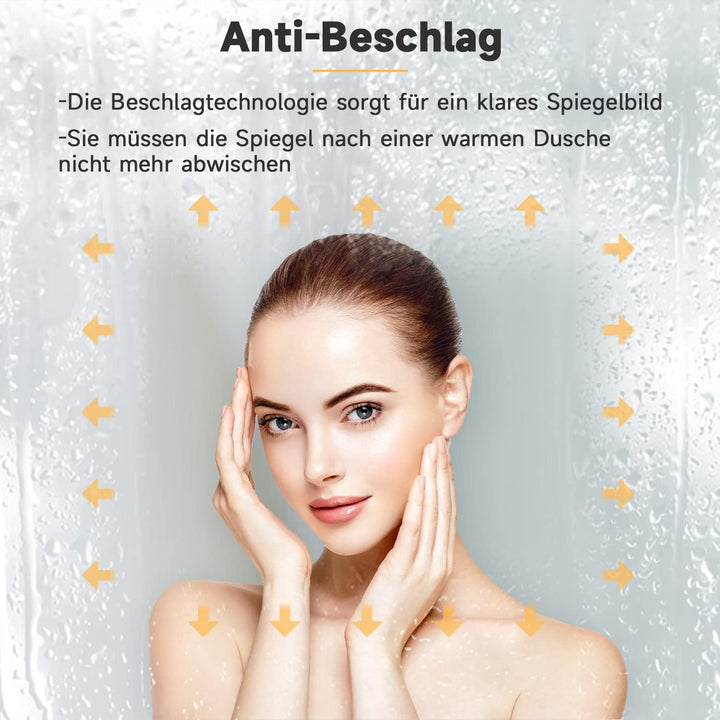 SONNI Badspiegel mit Beleuchtung 50x70cm, Touch Badezimmerspiegel 3 Lichtfarben, Anti-Beschlag &amp; Ged
