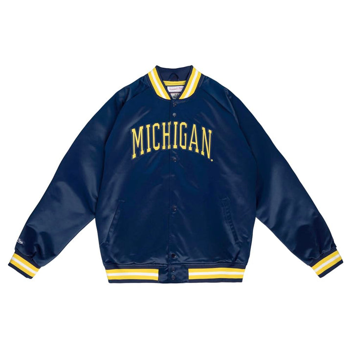 Mitchell & Ness NCAA Lightweight Satin Jacket M Michigan, Navy, M Michigan, Navy