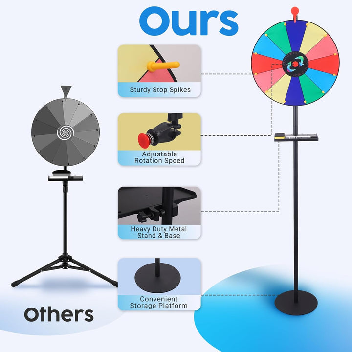 17'' Glücksrad zum Drehen Gross mit 14 Farben, 43cm Höhenverstellbar Gluecksrad Gluecksrad Spielzeug